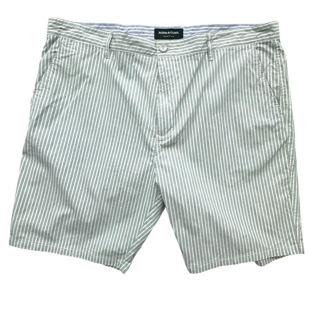 Rodd & Gunn Chino Shorts Men's 42 Sage Green Stripe Slim Fit Woven Italy
